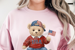 Patriotic Teddy Bear Boy Png Preppy 4th of July Shirt Design Product Image 4