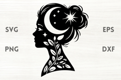 Moon Floral Lady SVG Product Image 1