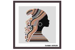 Woman silhouette bright easy cross stitch pattern - Tango Stitch