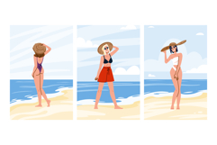 sun woman straw hat vector Product Image 1