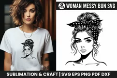 Woman Messy Bun Sublimation t-shirt