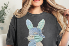 Patchwork Easter Bunny Boy Shirt PNG | Faux Embroidered Boy Product Image 2