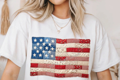 Faux Patchwork American Flag PNG Patchwork Patriotic Design Product Image 4