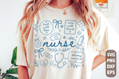 Boho Nurse Floral Coquette SVG PNG | Nurse Blue Floral Shirt Product Image 1