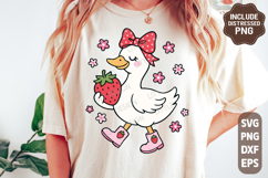 Silly Goose Strawberry SVG PNG, Summer Goose Png, Strawberry Product Image 1