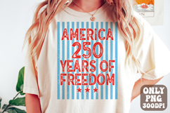 America 250 Years of Freedom PNG File | Striped 4th of July Product Image 1