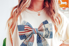 Preppy 4th Of July Coquette Bow PNG File | Faux Patchwork Product Image 4