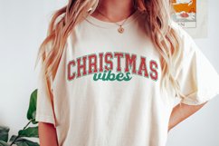 Christmas Vibes SVG PNG | Groovy Christmas Varsity Design Product Image 1
