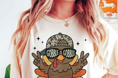 Thanksgiving Boys Turkey Camo Peace PNG, Turkey Camo Cap boy Product Image 3