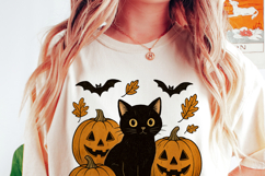 Halloween Black Cat Pumpkin png | Fall Black Cat png Design Product Image 3