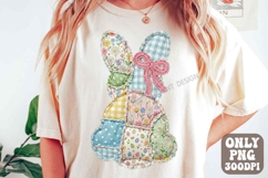 Faux Yarn Easter Bunny PNG, Preppy Easter PNG, Patchwork PNG Product Image 1