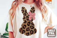 Preppy Easter Leopard Bunny PNG, Faux Yarn Easter Bunny Png Product Image 1