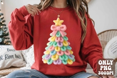 Colorful Latch Hook Yarn Faux Embroidery Christmas Tree PNG Product Image 1