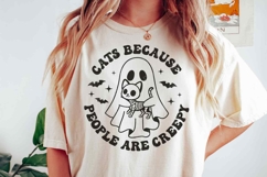 Retro Halloween Cat Mom SVG Cats Because People Are Creepy Product Image 1