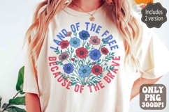Floral America Land of The Free PNG Boho Floral 4th Of July Product Image 1