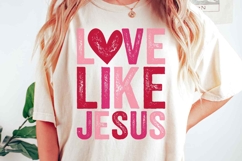 Retro Love like Jesus Coquette Png, Distressed Valentine Png Product Image 1