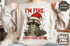 I&#039;m Fine Everything is Fine Christmas PNG : Funny Raccoon Product Image 1