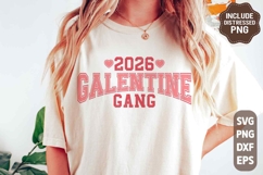 Galentine Gang 2026 SVG | Retro Valentine Varsity Shirt PNG Product Image 1