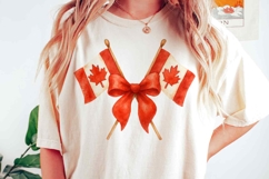Vintage Canadian Flag Png | Retro Canada Day Coquette Shirt Product Image 1