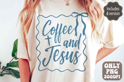 Coquette Coffee and Jesus Png | Retro Christian Png Preppy Product Image 1