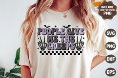 People Give Me The Creeps SVG PNG | Retro Halloween Skeleton Product Image 1