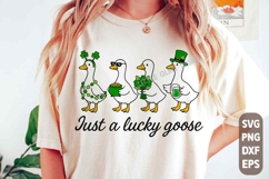 Just a lucky goose SVG PNG | Funny St. Patrick's Day Goose Product Image 1