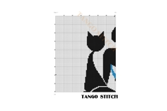 Woman with cat silhouette minimalistic cross stitch pattern - Tango Stitch