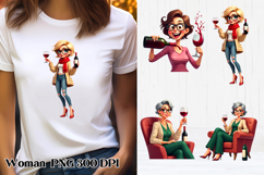 Funny woman wine clipart PNG | Girl wine sublimation Product Image 1