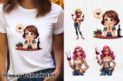 Funny woman wine clipart PNG | Girl wine sublimation Product Image 1