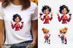 Funny woman wine clipart PNG | Girl wine sublimation Product Image 1