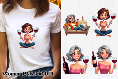 Funny woman wine clipart PNG | Girl wine sublimation Product Image 1