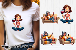 Funny woman wine clipart PNG | Girl wine sublimation Product Image 1