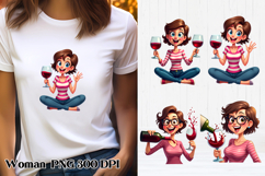 Funny woman wine clipart PNG | Girl wine sublimation Product Image 1