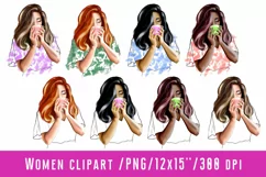 Women Clipart Cup of coffee African American European Product Image 1