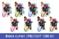 Women with the rose Girl Clipart African American European Product Image 1
