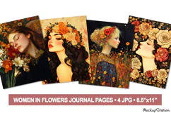 Vintage Women Junk Journal Pages | Floral Mixed Media Product Image 1