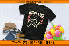 Hunt Like A Girl SVG Antler Rifle Hunting Design Product Image 2