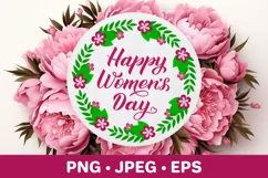 Women’s Day floral round sign. Womens Day sublimation design Product Image 1