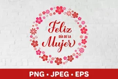 Women’s Day in Spanish. Floral wreath sublimation design Product Image 1
