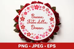 Women’s Day in Italian. Floral wreath sublimation design Product Image 1