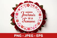 Women’s Day in French. Floral wreath sublimation design Product Image 1