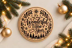 Wonderful Time of the Year Christmas Ornament Laser Cut SVG Product Image 1