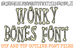Wonky Bones Lettering Font Halloween Skeleton ABC OTF Type by Squeeb Creative