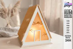3D Lantern House Laser Cut | Wood and Acrylic Night Light Product Image 1