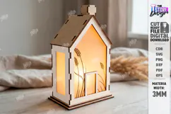 3D Lantern House Laser Cut | Wood and Acrylic Night Light Product Image 1