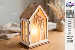 3D Lantern House Laser Cut | Wood and Acrylic Night Light Product Image 1