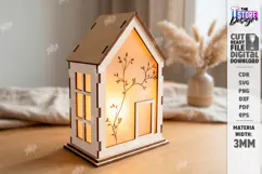 3D Lantern House Laser Cut | Wood and Acrylic Night Light Product Image 1