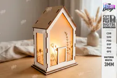 3D Lantern House Laser Cut | Wood and Acrylic Night Light Product Image 1