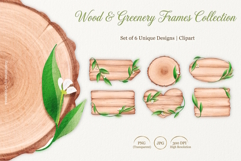 Wood &amp; Greenery Frames | Rustic Illustration Clipart PNG Product Image 1