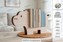 3D Book Holder Laser Cut. Hippo stand SVG Product Image 1